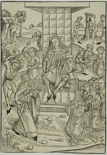 The Stoning of Zacharias and Isaias, page 9 from the Treasury (Schatzbehalter) by Michael Wolgemut, print, 1491