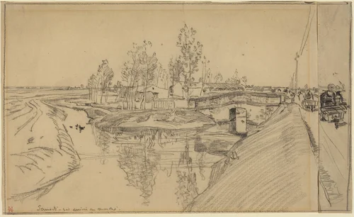 Arrivee au Marche by Auguste Lepère, drawing, 1849-1918