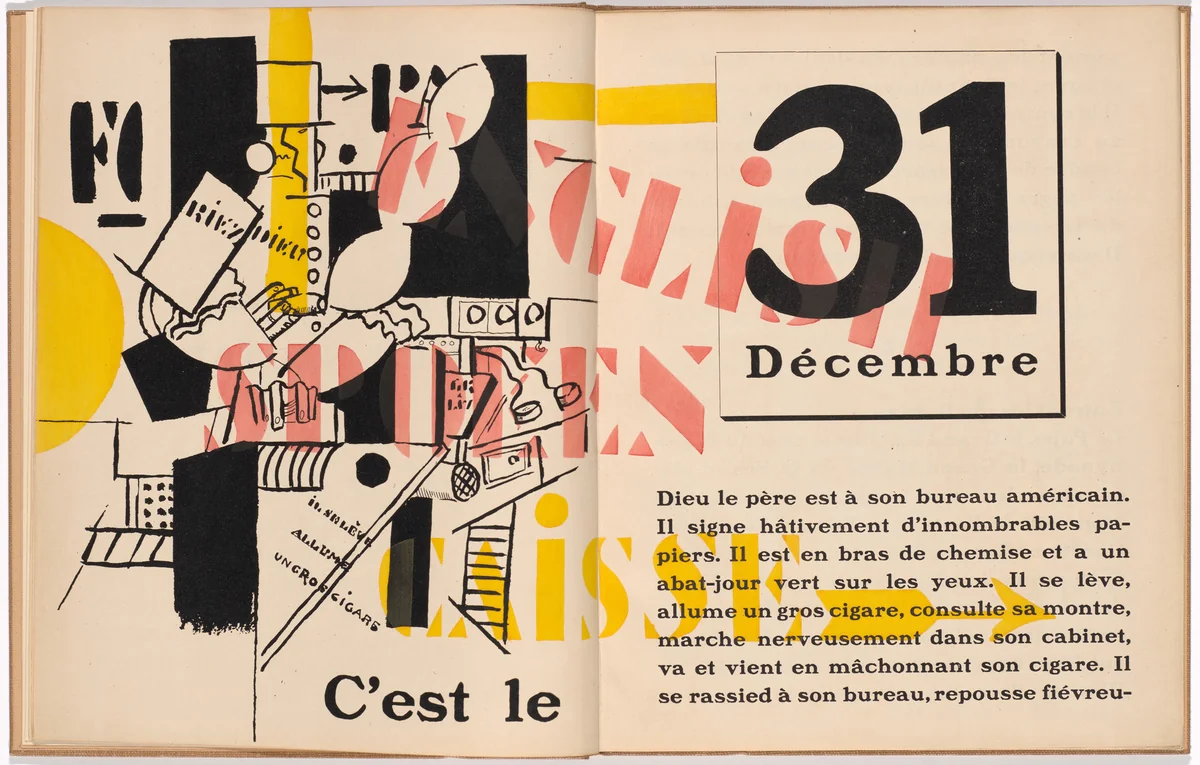 In-text plate (folios 3 verso and 4) from La Fin du monde filmée par l'ange de N.-D. (The End of the World Filmed by the Angel of Notre Dame) by Fernand Léger, illustrated book, 1919