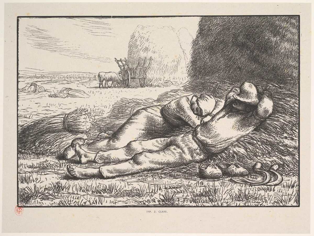 Mid-Day, from "Four Times of the Day" by Jean-François Millet, print, 1860
