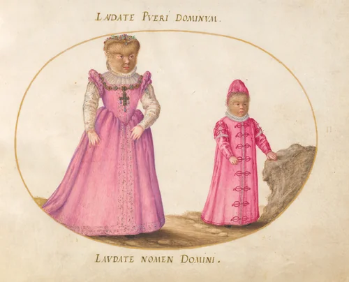 Plate 2: Maddalena and Enrico, the Children of Pedro González (Petrus Gonsalvus) by Joris Hoefnagel, drawing, 1570-1599