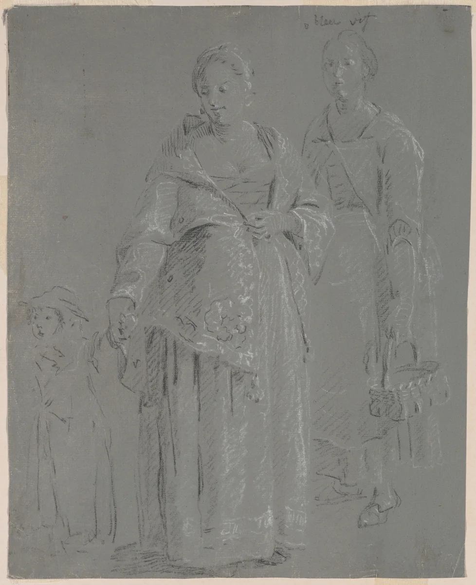 Three Figures by Pierre-Jacques Volaire, drawing, 1700-1799