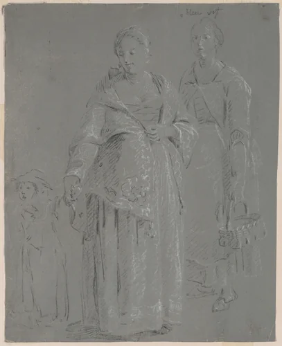 Three Figures by Pierre-Jacques Volaire, drawing, 1700-1799