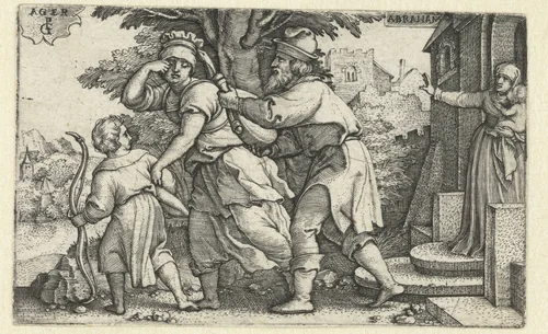 Abraham verdrijft Hagar en Ismaël by Unknown, print, 1541-1545