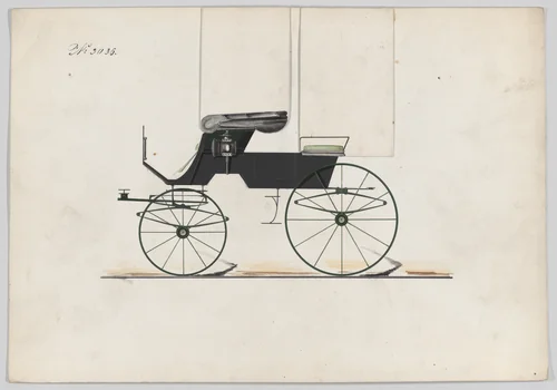 Design for 2 seat Phaeton, no. 3036 by Brewster & Co., drawing, 1874