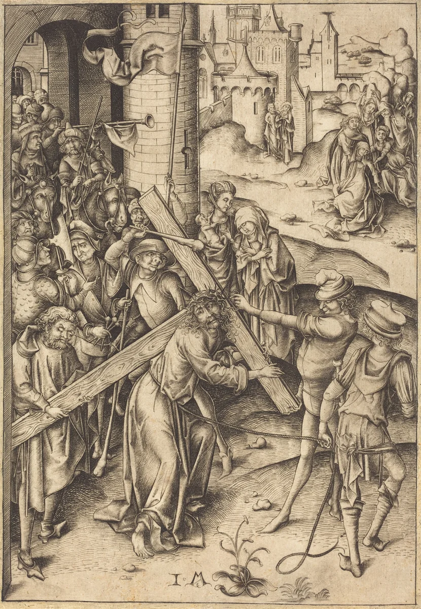 The Bearing of the Cross by Israhel van Meckenem, print, 1480