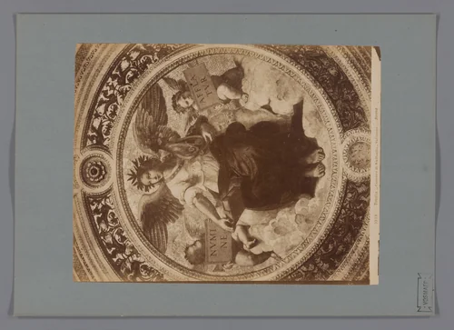 Fotoreproductie van het fresco Poëzie door Rafaël in de Stanza della Segnatura, Vaticaanstad by anonymous, photograph, 1851-1900
