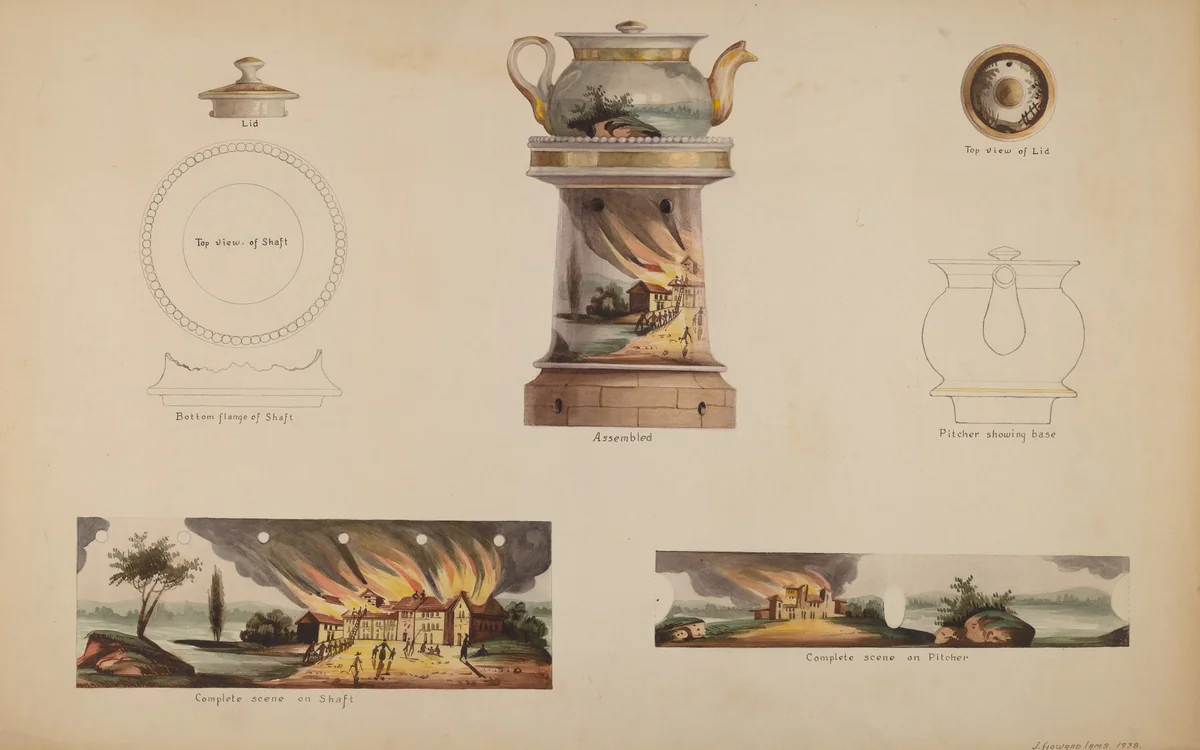 Spirit Lamp with Teapot by J. Howard Iams, index of american design, 1938
