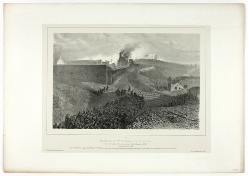 Departure of the third column, called the support, from Souvenirs d’Italie: Expédition de Rome by Denis Auguste Marie Raffet, print, 1859
