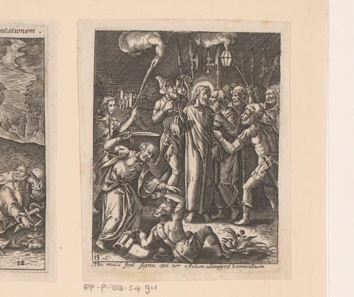 Judaskus en gevangenneming van Christus by Heinrich Ulrich, print, 1582-1671