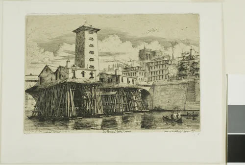 La Pompe Notre-Dame, Paris by Charles Meryon, print, 1852