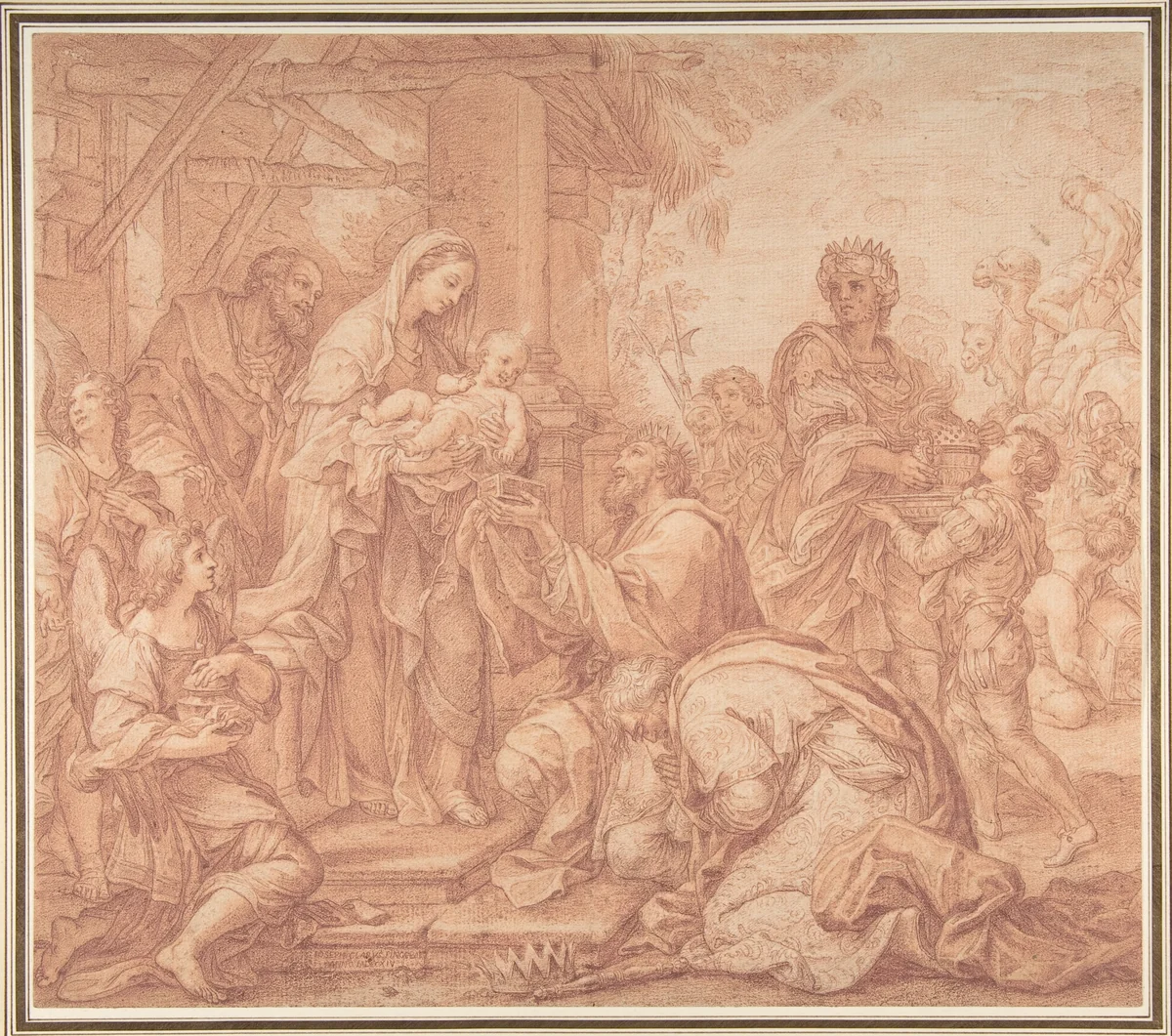 The Adoration of the Magi by Giuseppe Bartolomeo Chiari, drawing, 1654-1727