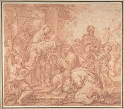 The Adoration of the Magi by Giuseppe Bartolomeo Chiari, drawing, 1654-1727