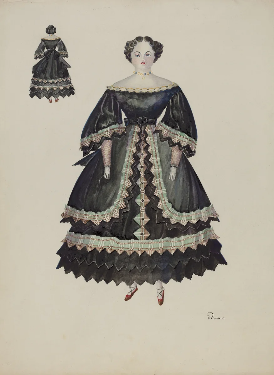 Doll - "Minerva Pratt" by Josephine C. Romano, index of american design, 1937