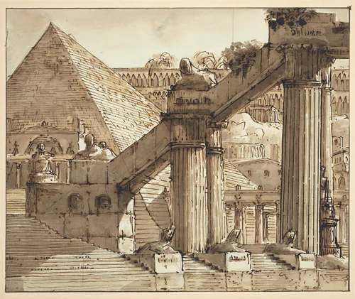 Egyptian Stage Design by Pietro Gonzaga, drawing, 1800-1810