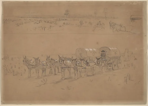 Supply Train by Winslow Homer, drawing, 1864