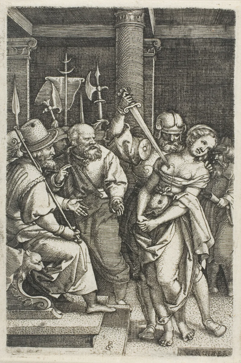 Virginius Killing His Daughter by Georg Pencz, print, 1546-1547