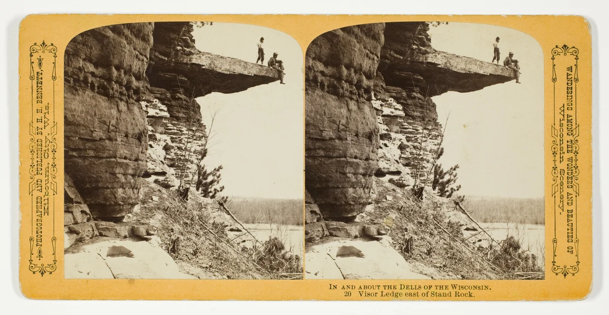 Visor Ledge east of Stand Rock, No. 20 from the series "In and About the Dells of the Wisconsin River" by Henry Hamilton Bennett, photograph, 1870-1908