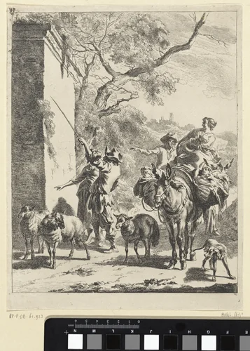 Titelprent van een reeks landschappen met herders by Jan de Visscher, print, 1643-1692