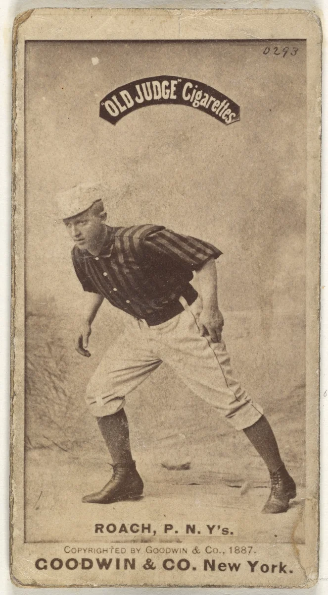 John F. Roach, Pitcher, New York, from the Old Judge series (N172) for Old Judge Cigarettes by Goodwin & Company, photograph, 1887