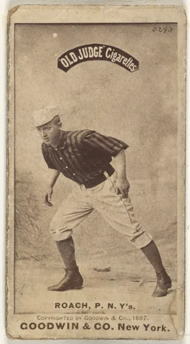 John F. Roach, Pitcher, New York, from the Old Judge series (N172) for Old Judge Cigarettes by Goodwin & Company, photograph, 1887