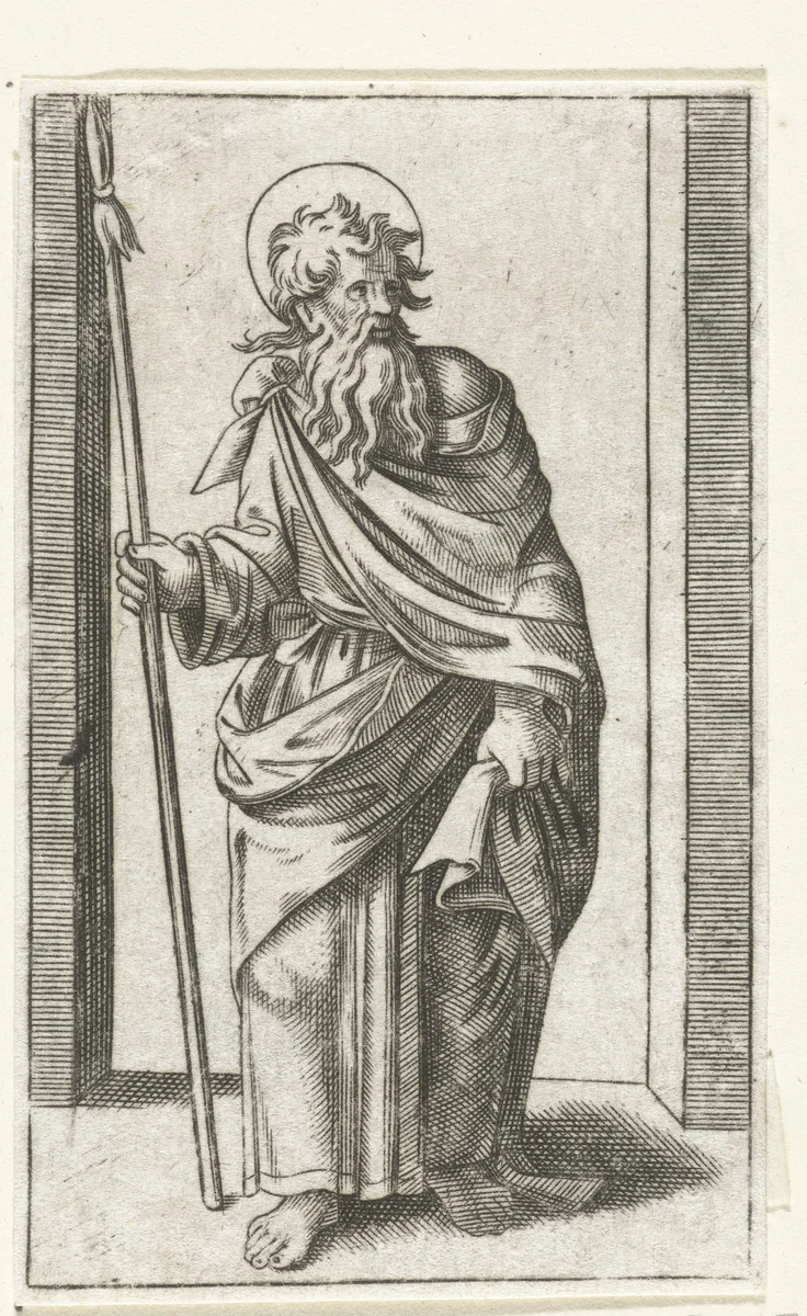 Apostel Mattias met speer by anonymous, print, 1517-1577