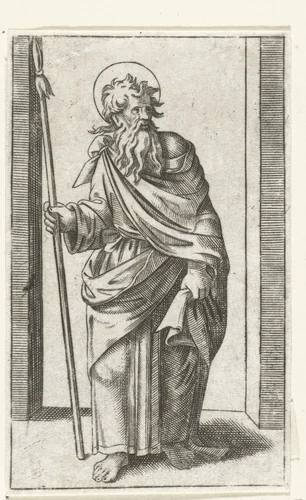 Apostel Mattias met speer by anonymous, print, 1517-1577