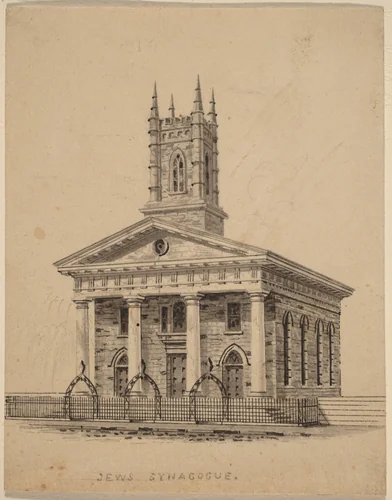 Jewish Synagogue, N.Y. by Alexander Jackson Davis, drawing, 1803-1892