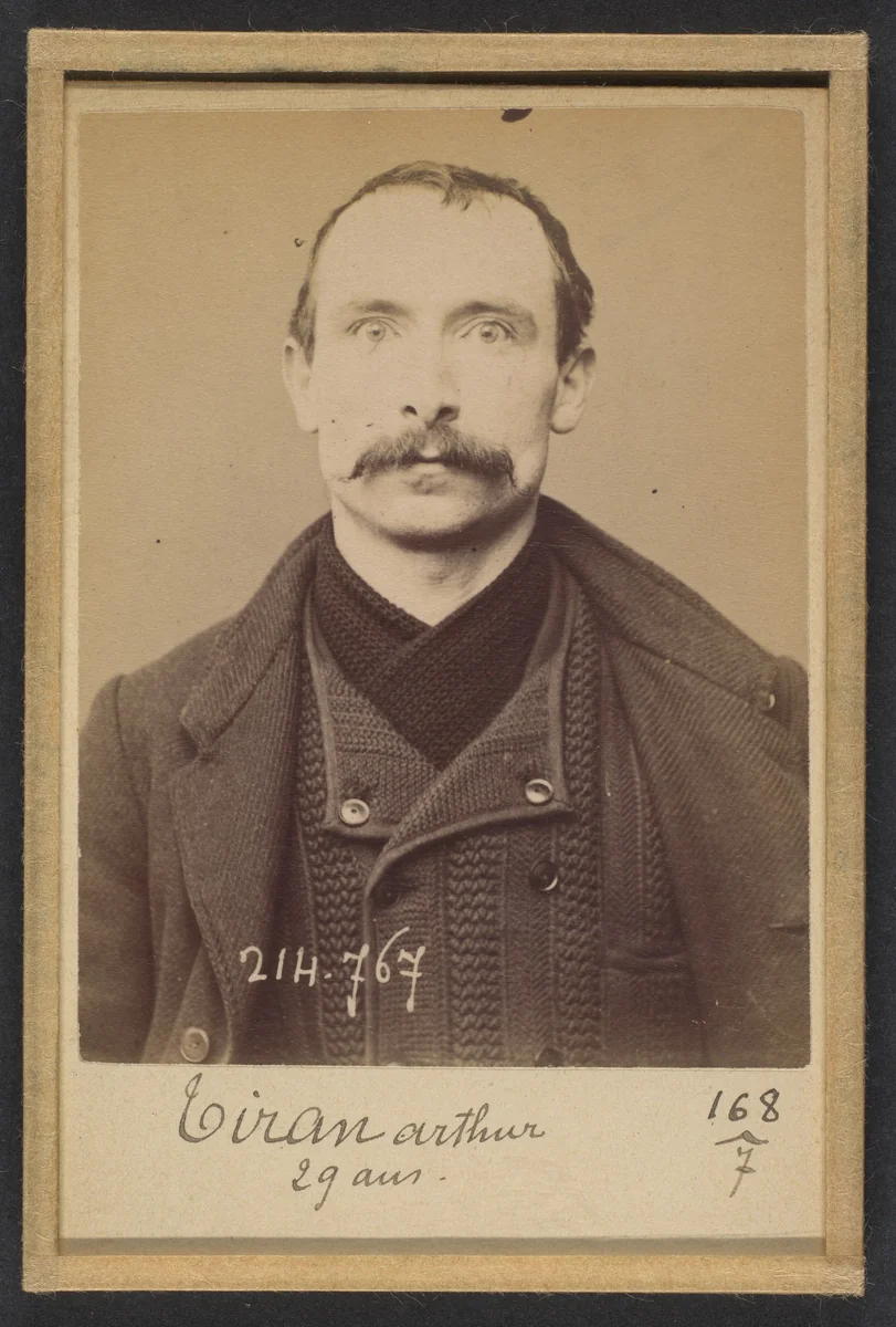 Tiran. Arthur, Théodore. 29 ans, né à Briec (Finistère). Serrurier. Anarchiste. 26/2/94. by Alphonse Bertillon, photograph, 1894