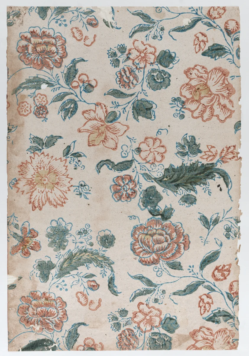 Sheet with overall floral pattern by anonymous, print, 1700-1800