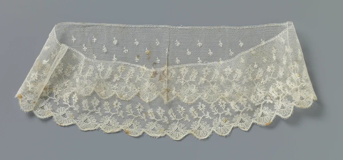 Strook machinale kant met een rij hangende madeliefjes langs de onderzijde by anonymous, other, 1880-1899