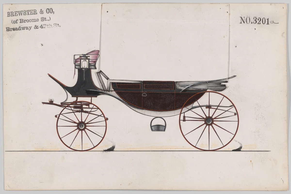 Design for Landau, No. 3201a by Brewster & Co., drawing, 1876