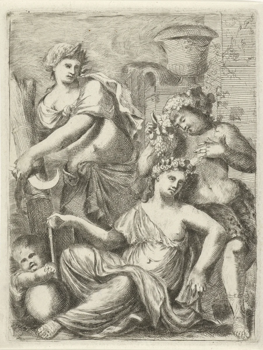 Ceres, Bacchus en Venus by Pieter van der Plas, print, 1687-1708