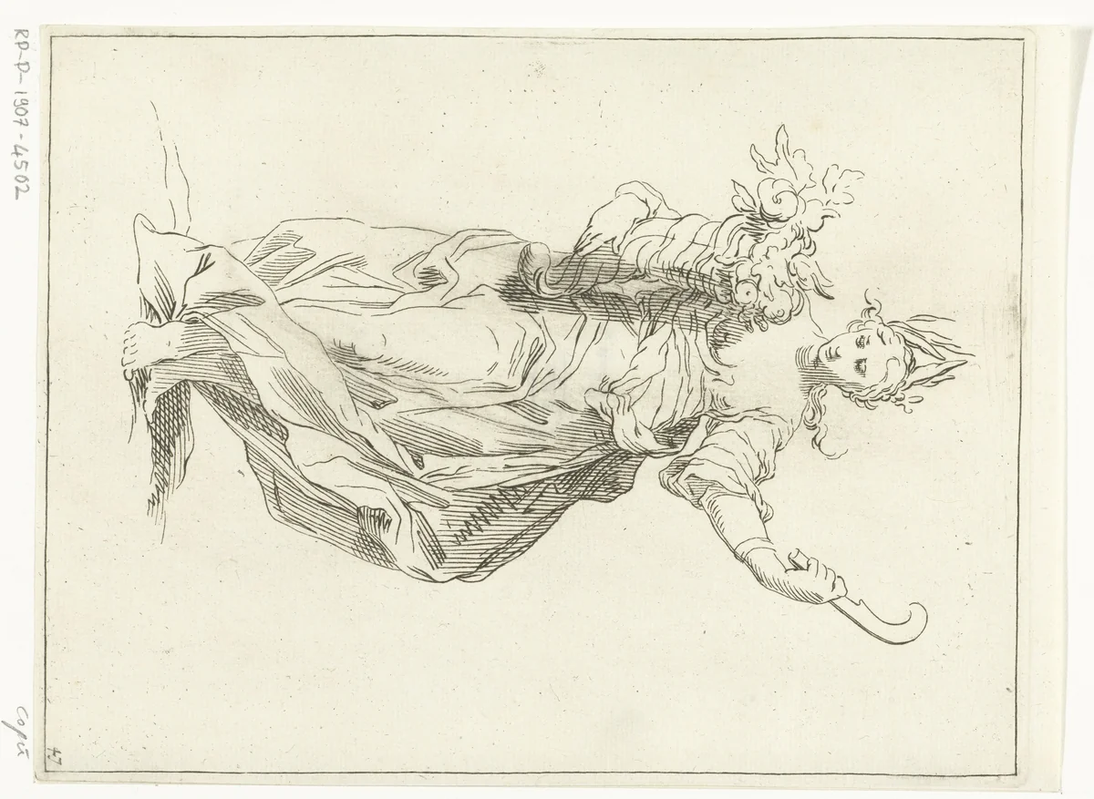 Vrouw met hoorn des overvloeds by anonymous, print, 1679-1750