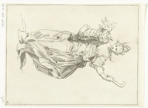 Vrouw met hoorn des overvloeds by anonymous, print, 1679-1750