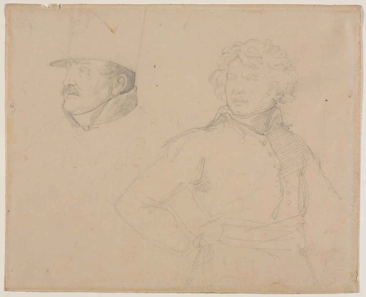 Study of Two Soldiers by Théodore Géricault, drawing, 1818-1819