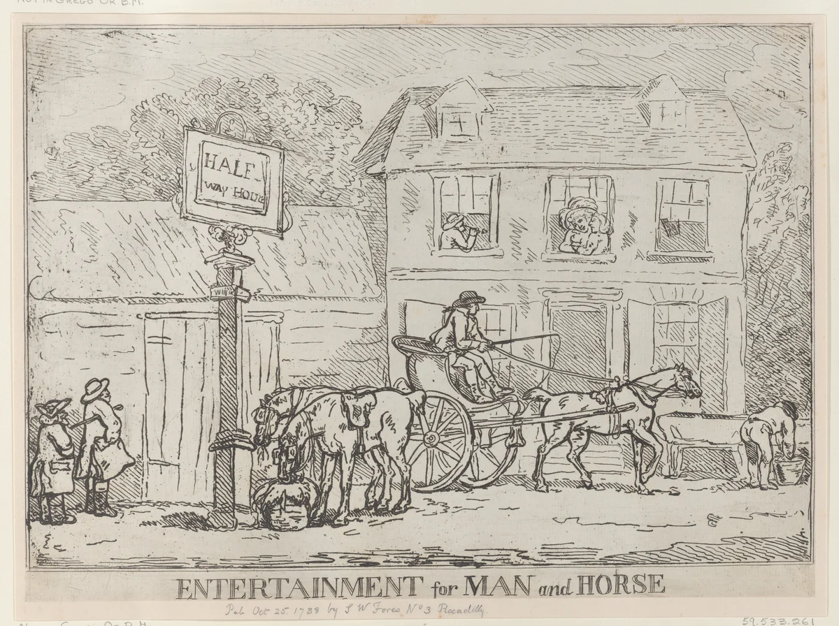 Entertainment for Man and Horse by Thomas Rowlandson, print, 1788