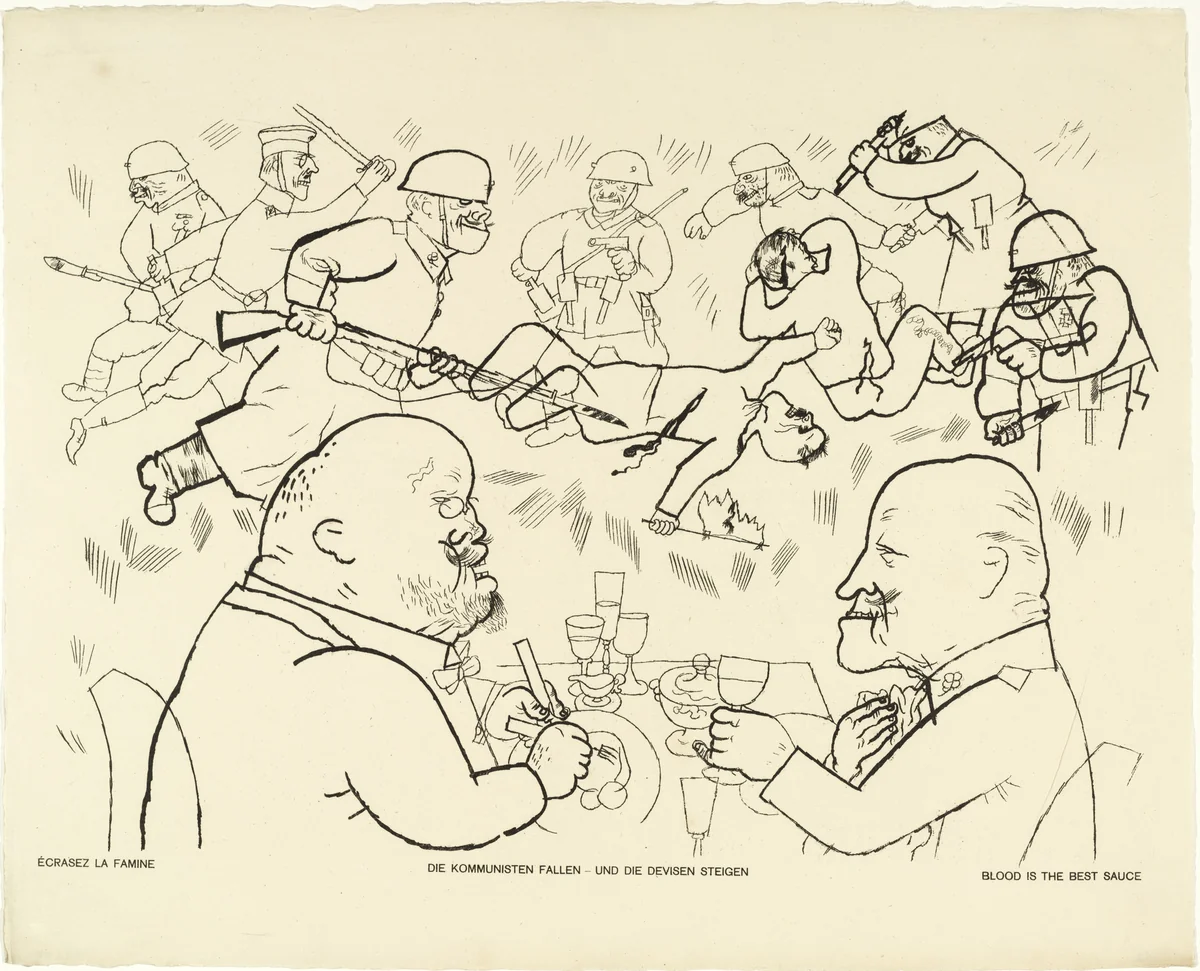 Blood Is the Best Sauce (Die Kommunisten fallen - und die Devisen steigen) from the portfolio God with Us (Gott mit uns) by George Grosz, print, 1919