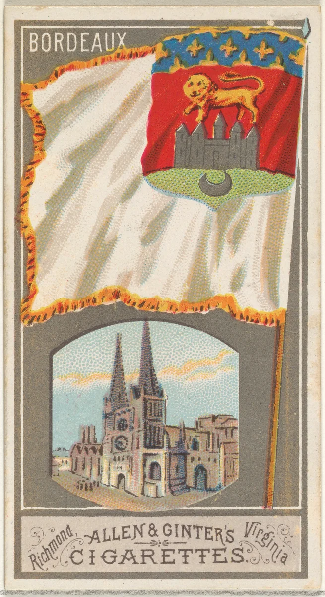 Bordeaux, from the City Flags series (N6) for Allen & Ginter Cigarettes Brands by Allen & Ginter, print, 1887