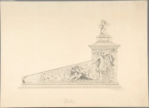 Design for a Desk with Decorations from "A Midsummer Night's Dream" by G. Clark Stanton, drawing, 1851