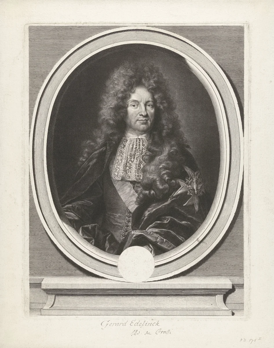 Portret van Charles Colbert by Gerard Edelinck, print, 1691