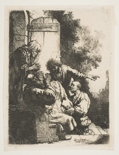 Joseph's Coat Brought to Jacob by Rembrandt van Rijn, print, 1628-1638