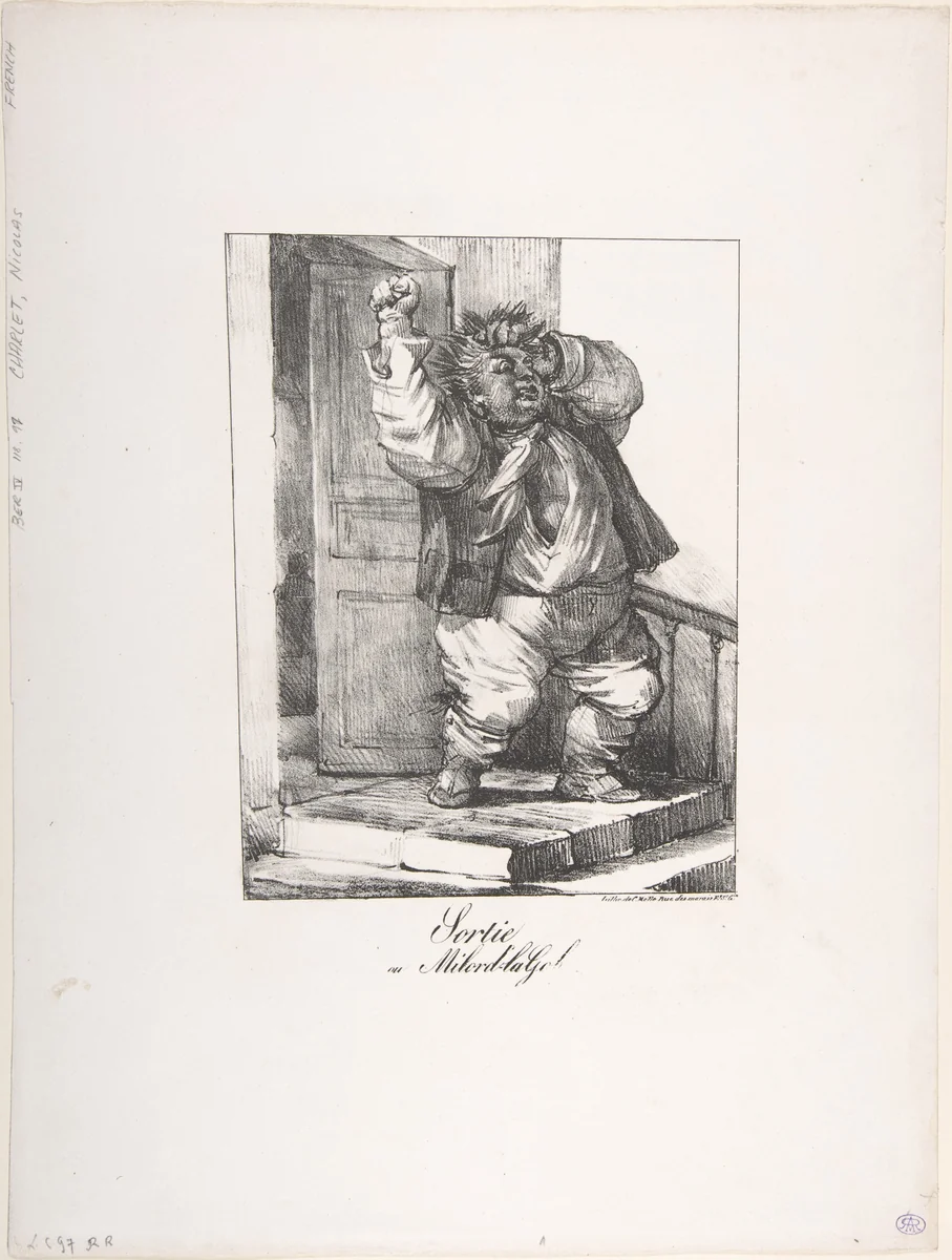 Exit, or Lord the Gob (Sortie, ou Milord-la Gob) by Nicolas Toussaint Charlet, print, 1820-1822