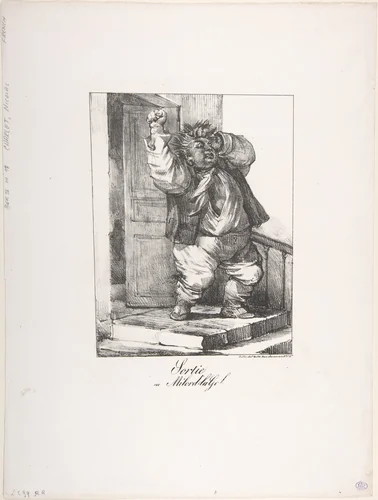 Exit, or Lord the Gob (Sortie, ou Milord-la Gob) by Nicolas Toussaint Charlet, print, 1820-1822