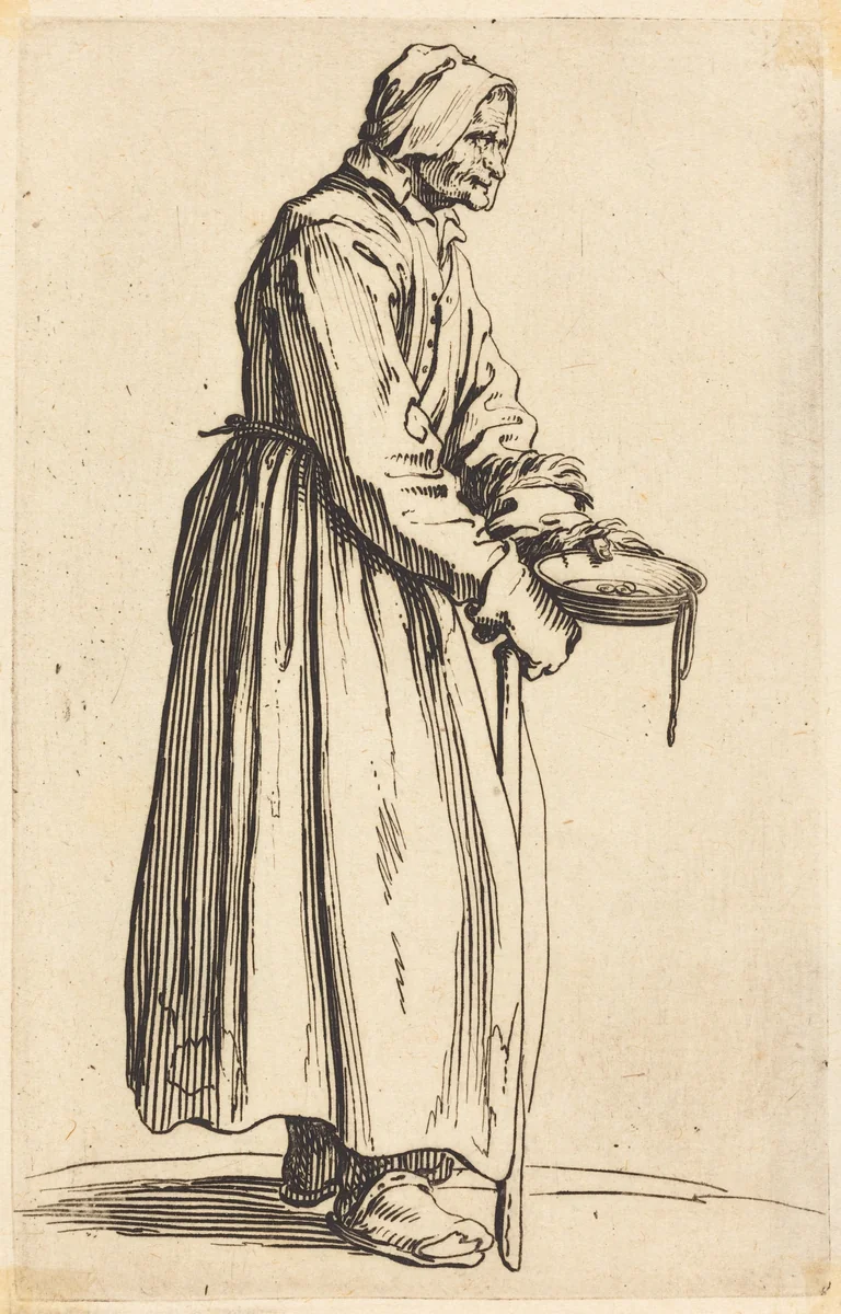 Beggar Woman with Pan by Jacques Callot, print, 1622