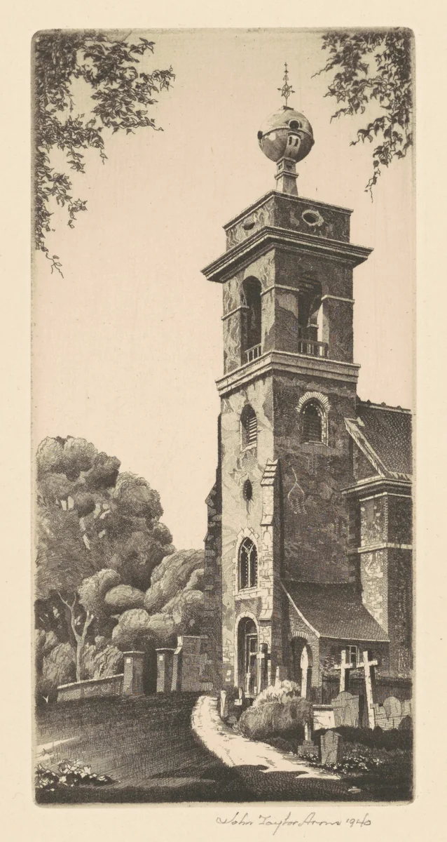 Stranger in England, St. Lawrence, West Wycombe, Buckinghamshire by John Taylor Arms; David Strang, print, 1940