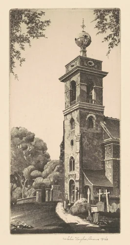 Stranger in England, St. Lawrence, West Wycombe, Buckinghamshire by John Taylor Arms; David Strang, print, 1940