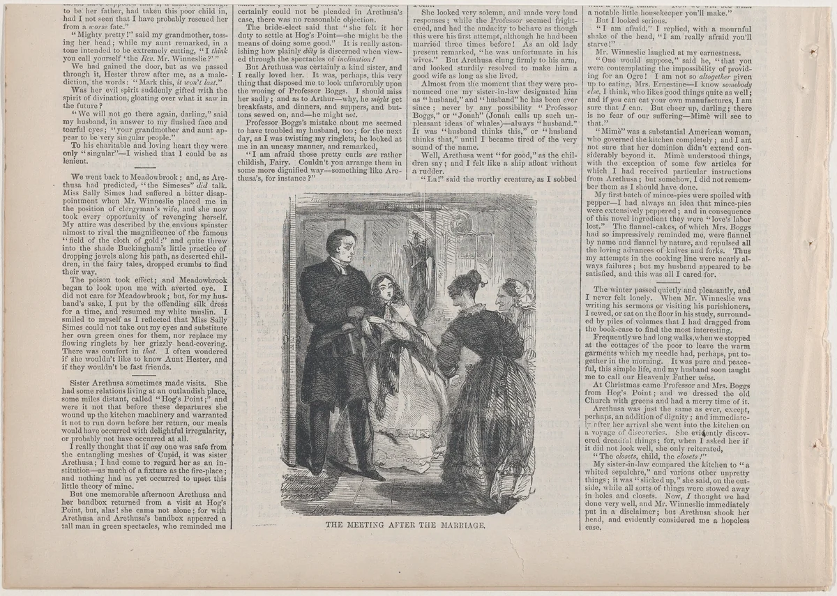 The Meeting After the Marriage (from "The Mistress of the Parsonage," in "Harper's Weekly") by Winslow Homer, print, 1860