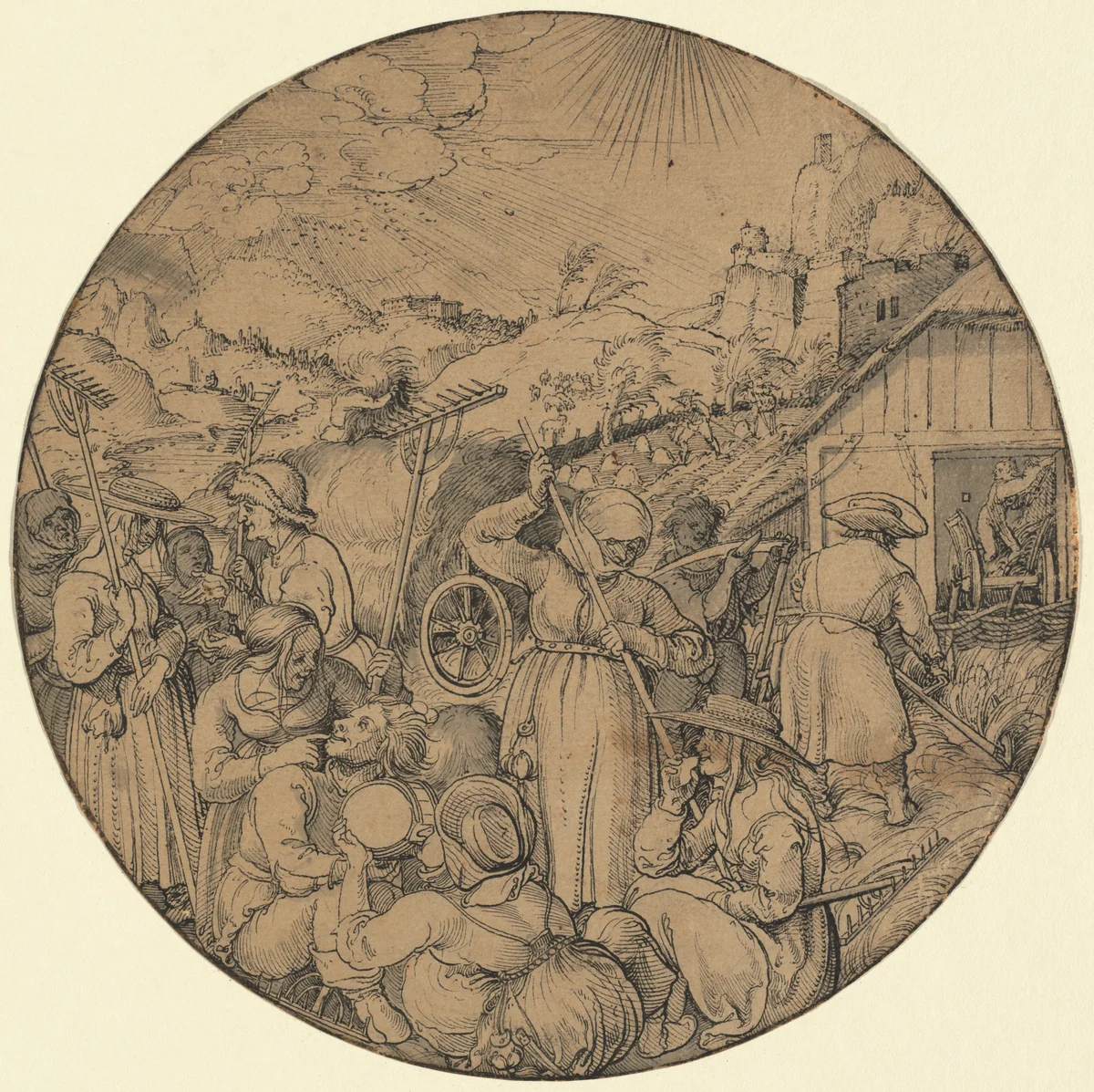 The Hay Harvest (June) by Jörg Breu, drawing, 1521