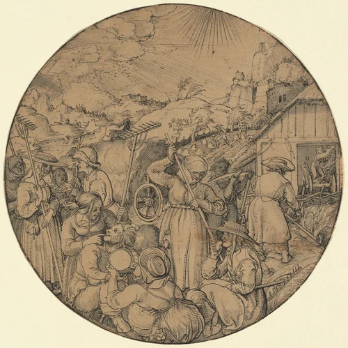 The Hay Harvest (June) by Jörg Breu, drawing, 1521